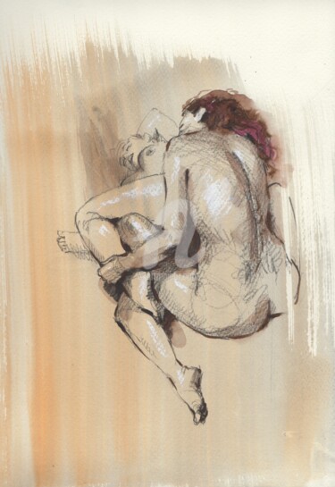 Dibujo titulada "Erotic art sensual…" por Samira Yanushkova, Obra de arte original, Acuarela
