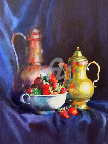 Painting titled "Antique dish" by Samira Yanushkova, Original Artwork, Watercolor
