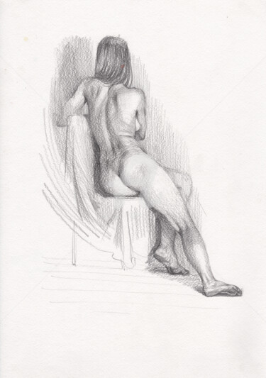 "Nude art drawing" başlıklı Resim Samira Yanushkova tarafından, Orijinal sanat, Grafit