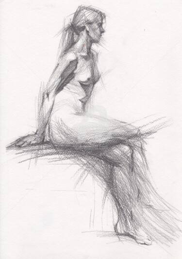 Dessin intitulée "Nude art drawing Ju…" par Samira Yanushkova, Œuvre d'art originale, Graphite