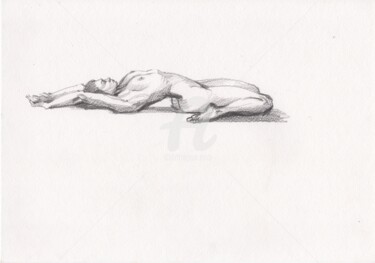 Tekening getiteld "Nude yoga art" door Samira Yanushkova, Origineel Kunstwerk, Grafiet