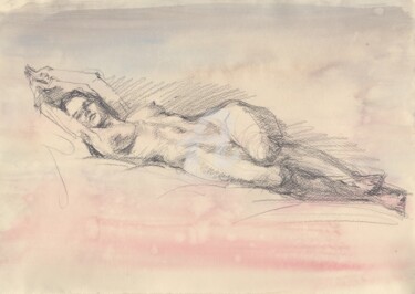 Disegno intitolato "Nude art drawing gi…" da Samira Yanushkova, Opera d'arte originale, Acquarello