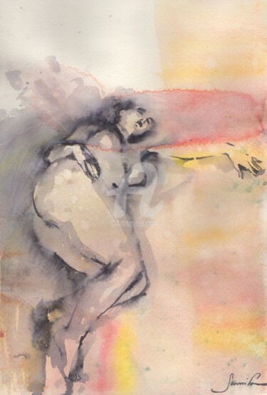 Disegno intitolato "Abstract nude art e…" da Samira Yanushkova, Opera d'arte originale, Matita