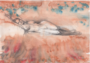 Desenho intitulada "Perfect nude body" por Samira Yanushkova, Obras de arte originais, Aquarela