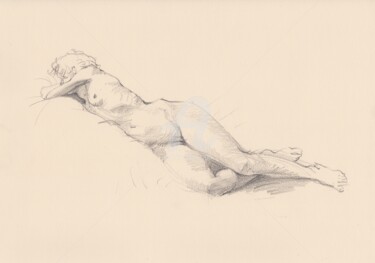 Drawing titled "Beautiful young nud…" by Samira Yanushkova, Original Artwork, Pencil