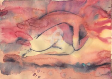 Malerei mit dem Titel "Abstract nude art e…" von Samira Yanushkova, Original-Kunstwerk, Aquarell