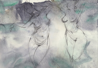 Drawing titled "Nude Dance" by Samira Yanushkova, Original Artwork, Watercolor