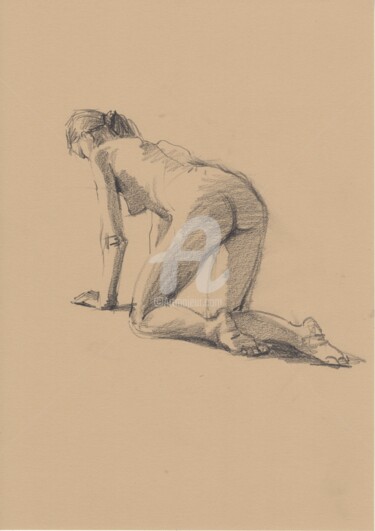 Σχέδιο με τίτλο "Nude Erotic Girl" από Samira Yanushkova, Αυθεντικά έργα τέχνης, Μολύβι