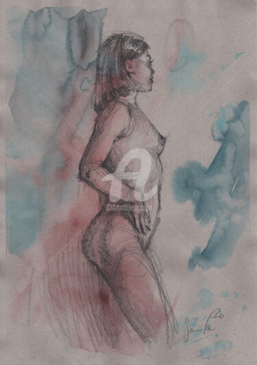 Zeichnungen mit dem Titel "Nude Erotic Art Dra…" von Samira Yanushkova, Original-Kunstwerk, Bleistift