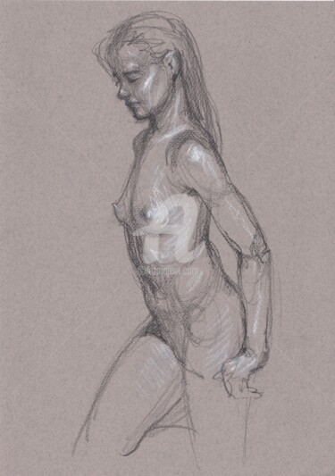 Disegno intitolato "Nude art #528" da Samira Yanushkova, Opera d'arte originale, Matita