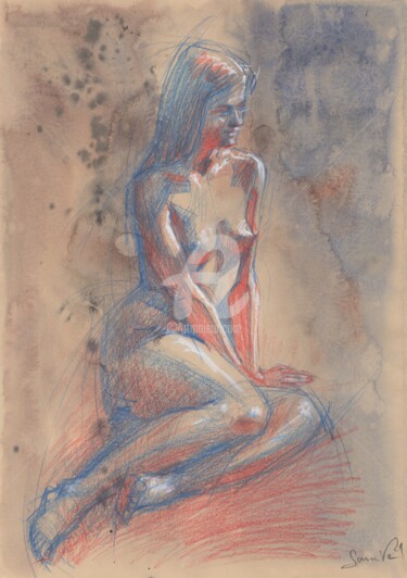 Dibujo titulada "Nude Erotic Art Dra…" por Samira Yanushkova, Obra de arte original, Lápiz