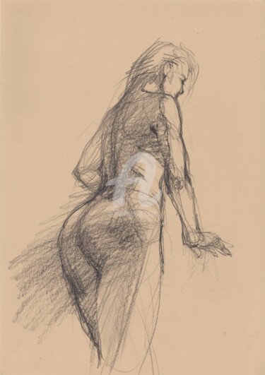 Dessin intitulée "Nude Erotic Art Dra…" par Samira Yanushkova, Œuvre d'art originale, Crayon