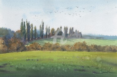 Peinture intitulée "Landscape France pr…" par Samira Yanushkova, Œuvre d'art originale, Aquarelle