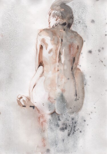 Ζωγραφική με τίτλο "Nude art #644" από Samira Yanushkova, Αυθεντικά έργα τέχνης, Ακουαρέλα