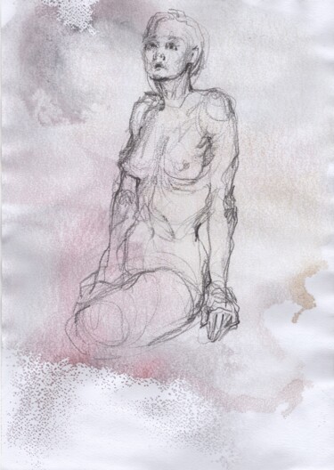 Рисунок под названием "Sensual sketch of a…" - Samira Yanushkova, Подлинное произведение искусства, Акварель