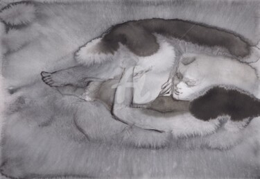 Dessin intitulée "Sensual sketch of a…" par Samira Yanushkova, Œuvre d'art originale, Aquarelle