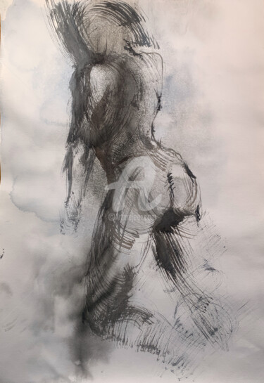 Drawing titled "Sensual Nude Erotic…" by Samira Yanushkova, Original Artwork, Watercolor