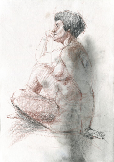 Dessin intitulée "Tender Obsession" par Samira Yanushkova, Œuvre d'art originale, Crayon