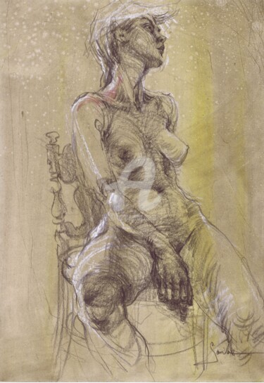 Dibujo titulada "Mesmerizing Elegance" por Samira Yanushkova, Obra de arte original, Acuarela
