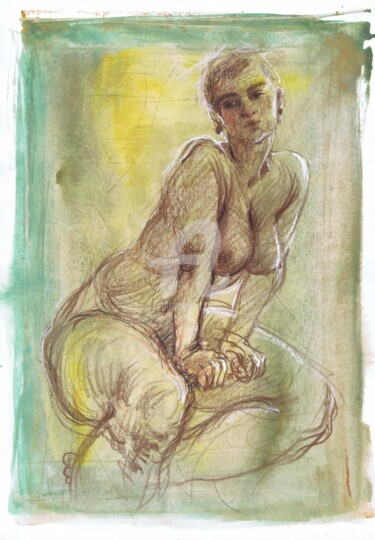 Desenho intitulada "Passion in Abstract…" por Samira Yanushkova, Obras de arte originais, Lápis