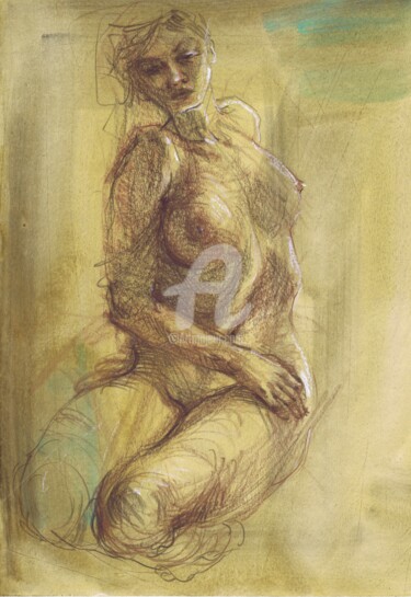 Zeichnungen mit dem Titel "Harmonious Seduction" von Samira Yanushkova, Original-Kunstwerk, Aquarell