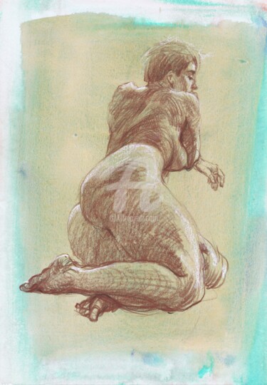 Dessin intitulée "Ethereal Beauty" par Samira Yanushkova, Œuvre d'art originale, Aquarelle