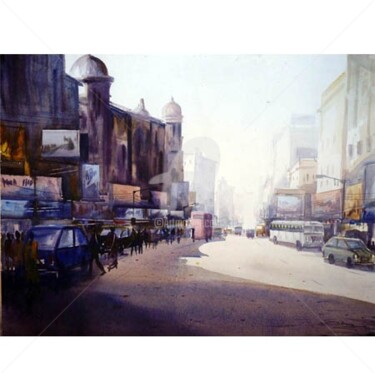Painting titled "STREET-3" by Samiran Sarkar, Original Artwork, Oil