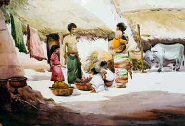 Painting titled "BENGAL VILLAGE SELL…" by Samiran Sarkar, Original Artwork, Oil