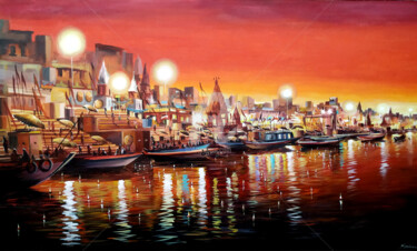 Malerei mit dem Titel "Night Reflections V…" von Samiran Sarkar, Original-Kunstwerk, Acryl