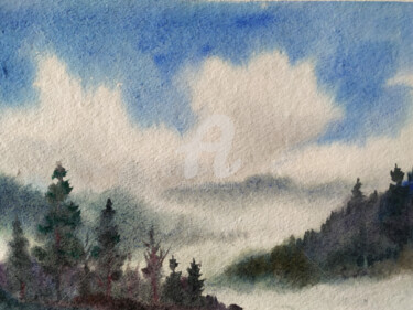 Painting titled "Cloudy Himalaya Mou…" by Samiran Sarkar, Original Artwork, Watercolor