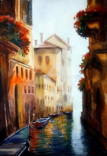 Peinture intitulée "Beauty of Venice Ca…" par Samiran Sarkar, Œuvre d'art originale, Aquarelle