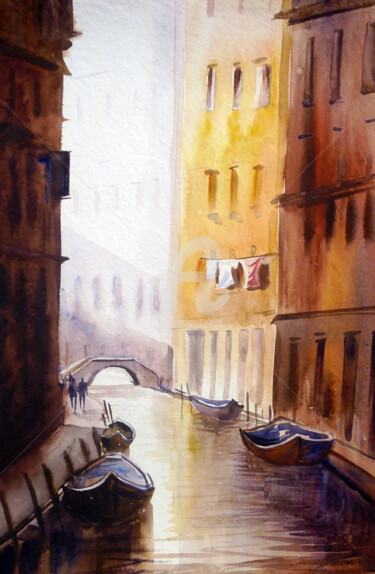 Painting titled "Early Morning Light…" by Samiran Sarkar, Original Artwork, Watercolor
