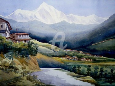 Peinture intitulée "Beauty of Mountain…" par Samiran Sarkar, Œuvre d'art originale, Huile
