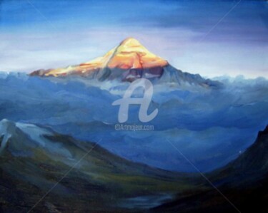 Painting titled "Beauty of Everest a…" by Samiran Sarkar, Original Artwork, Oil