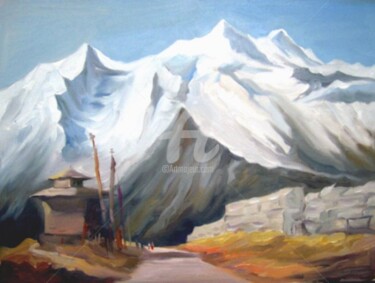 Painting titled "Landscape of Himala…" by Samiran Sarkar, Original Artwork, Oil
