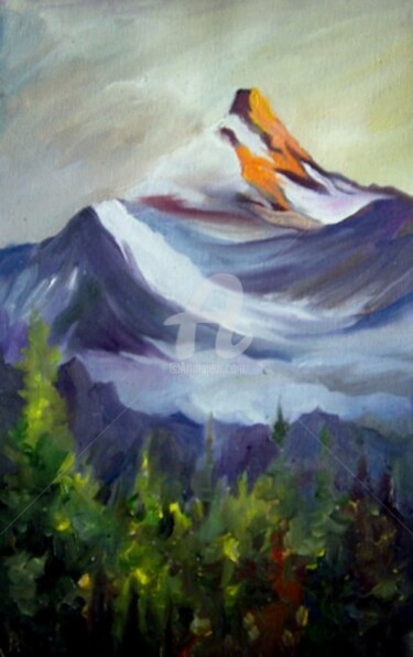 Painting titled "Sunrise on Himalaya…" by Samiran Sarkar, Original Artwork