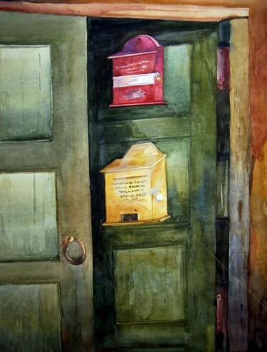 Pintura intitulada "Old Door & color Le…" por Samiran Sarkar, Obras de arte originais, Óleo