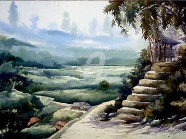 Painting titled "Landscape of Himlaya" by Samiran Sarkar, Original Artwork, Oil