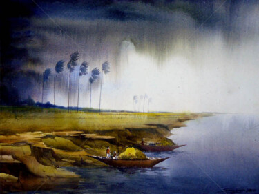 Painting titled "Strom" by Samiran Sarkar, Original Artwork, Oil