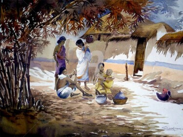 Malerei mit dem Titel "Rest" von Samiran Sarkar, Original-Kunstwerk, Öl