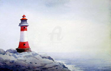 Peinture intitulée "lighthouse" par Samiran Sarkar, Œuvre d'art originale, Aquarelle
