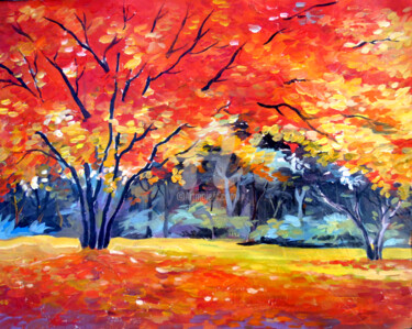 Peinture intitulée "Beauty of Autumn Fo…" par Samiran Sarkar, Œuvre d'art originale, Acrylique