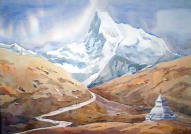 Pittura intitolato "Beauty of Himalaya-…" da Samiran Sarkar, Opera d'arte originale, Acquarello