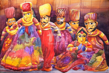 Pittura intitolato "Beauty of Puppet-Wa…" da Samiran Sarkar, Opera d'arte originale, Acquarello