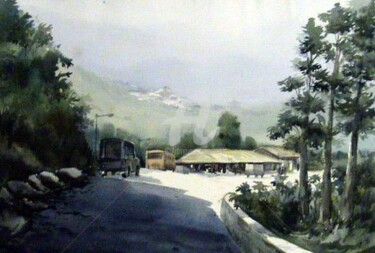 Painting titled "Road in Bhutan" by Samiran Sarkar, Original Artwork
