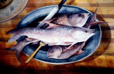 Pintura intitulada "Fishes" por Samiran Sarkar, Obras de arte originais