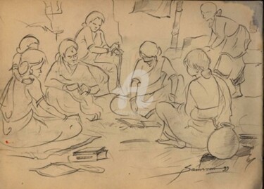 Disegno intitolato "gathering" da Samiran Sarkar, Opera d'arte originale