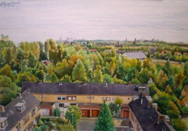 Картина под названием "Het landschap van K…" - Sam Masoud, Подлинное произведение искусства, Акварель