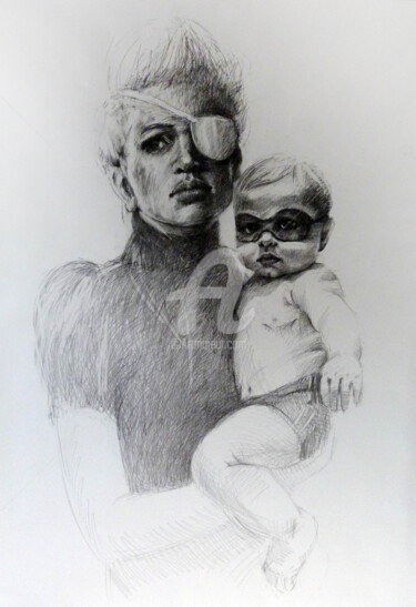 Dessin intitulée ""A New Hero is Born…" par Samobrod Irina, Œuvre d'art originale, Crayon