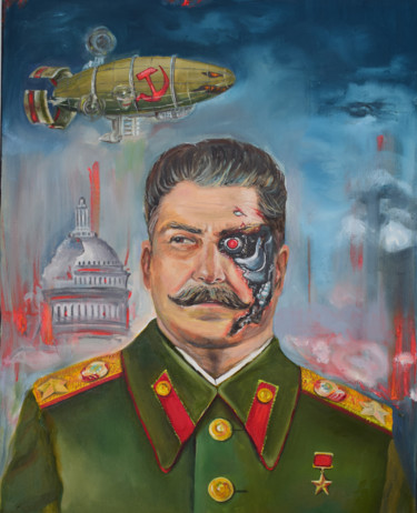 Painting titled "Cyber-Stalin" by Anfisa Amelina, Original Artwork, Oil